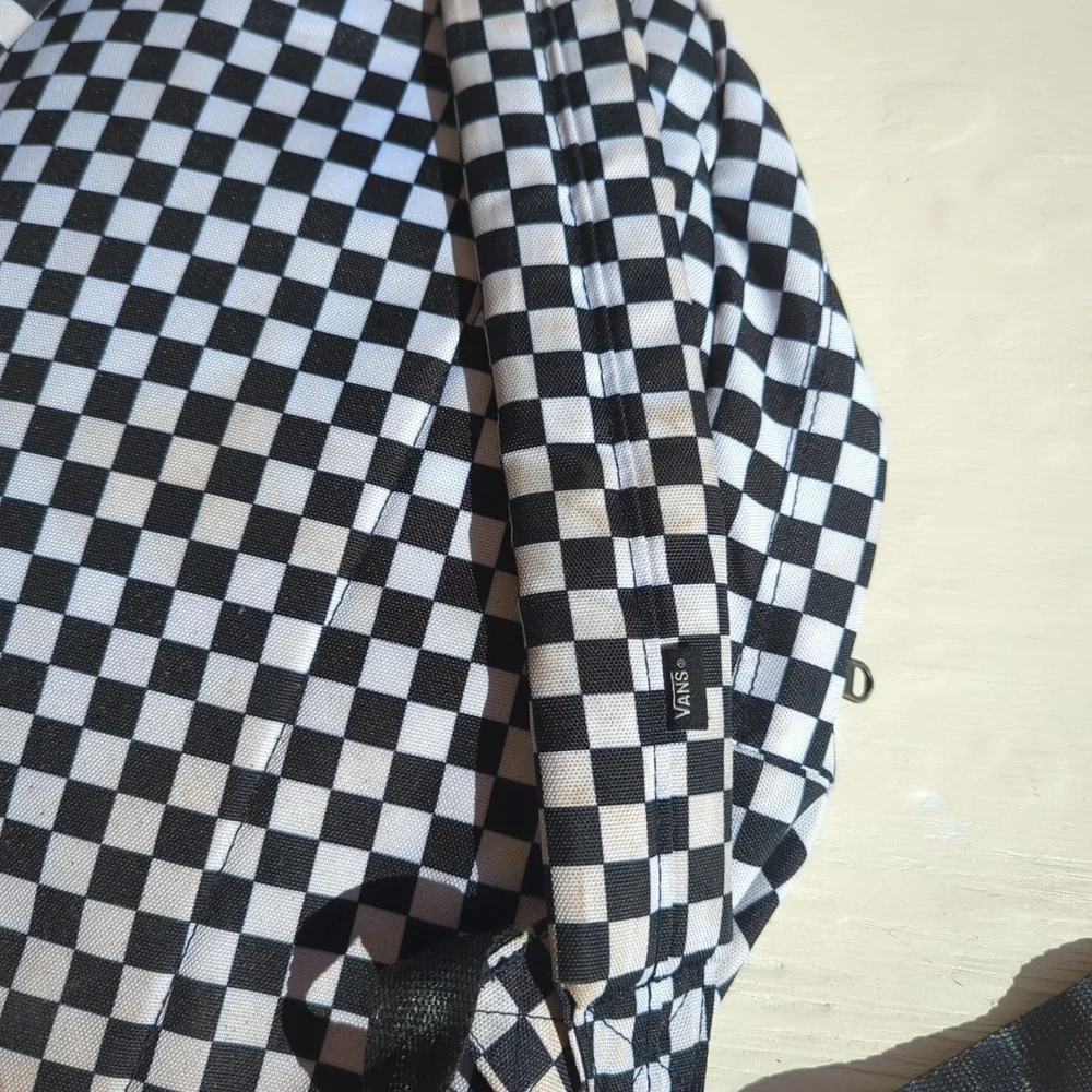 Vans Checkerboard Backpack Black White Classic Design Spacious School Travel Bag